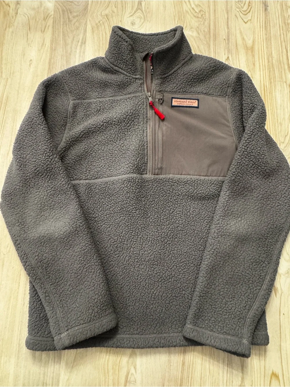 Vineyard Vines Men's Dark Gray Sherpa Half-Zip Pullover